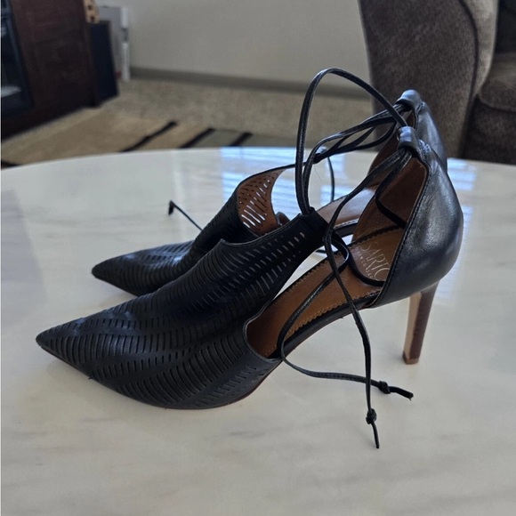 Franco Sarto Heels Krista Women 8M Black Pointed Too Stiletto Booties Excellent - Picture 8 of 15